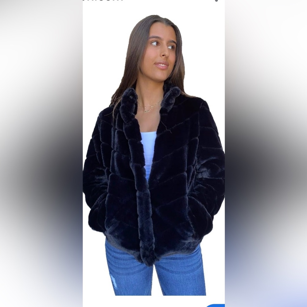Women’s black faux fur mink coat by Ci Sono, size medium